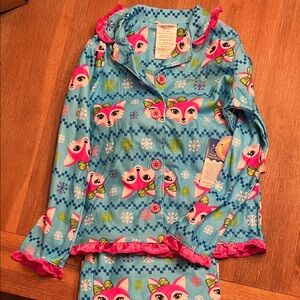 Blue Fox Print Kids Pajamas